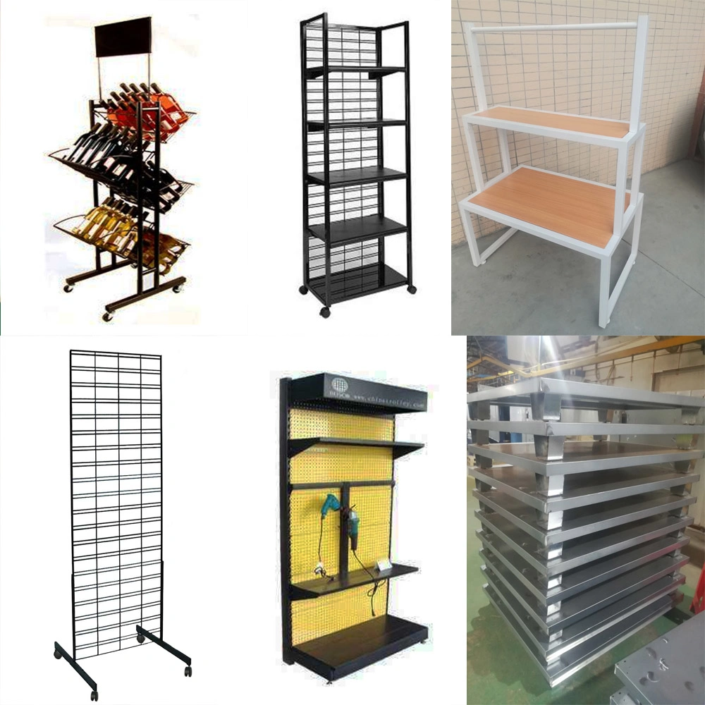 Metal Wire Supermarket Exhibition Store Storage Mesh Vegetable Wine Floor Retail Stand Rack Display