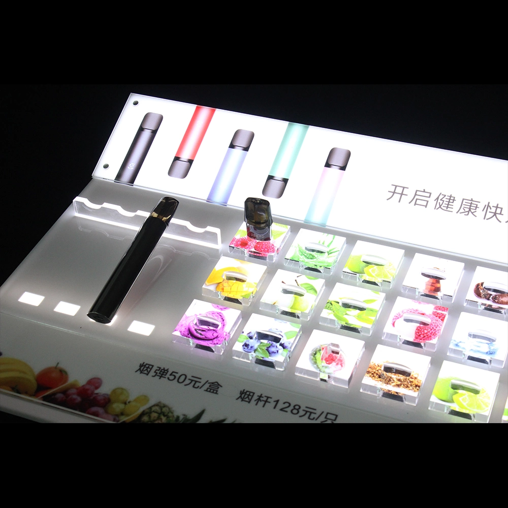 Popular Acrylic Display Products Electronic Cigarette Display Rack with LED for Retail Stores