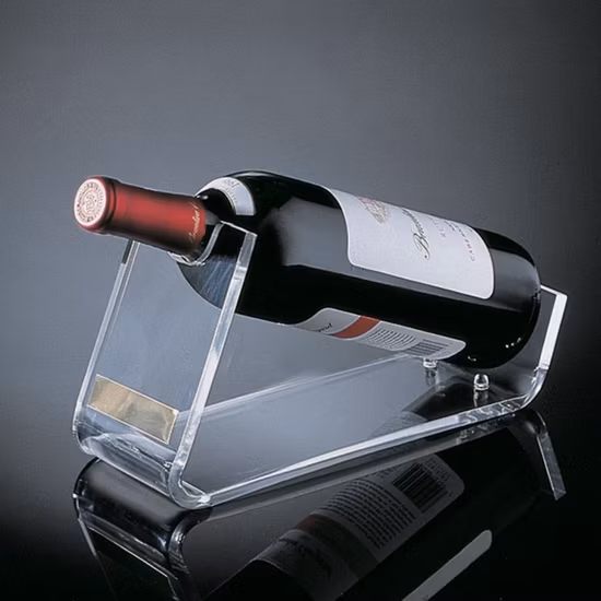 Visor de garrafa de vinho em acrílico transparente/plexiglas personalizado/suporte de exibição com alça